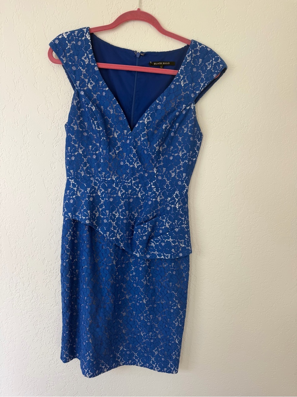 Black Halo Royal Blue Lace Sheath Dress